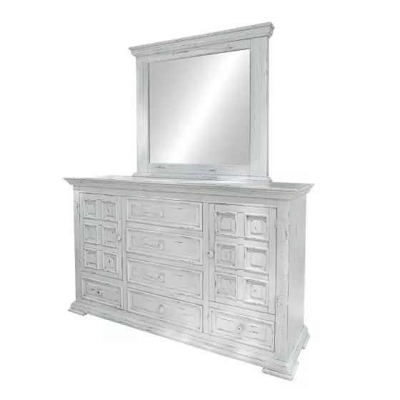 TERRA COTTAGE WHITE 6 DRAWER BARNWOOD WARDROBE DRESSER