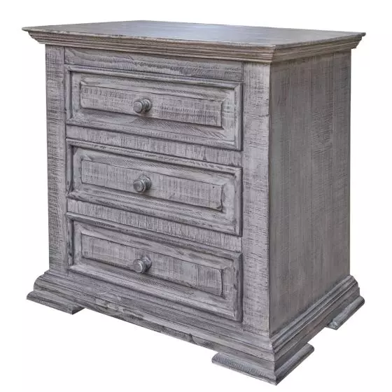 TERRA WEATHERED GRAY 3 DRAWER BARNWOOD NIGHTSTAND