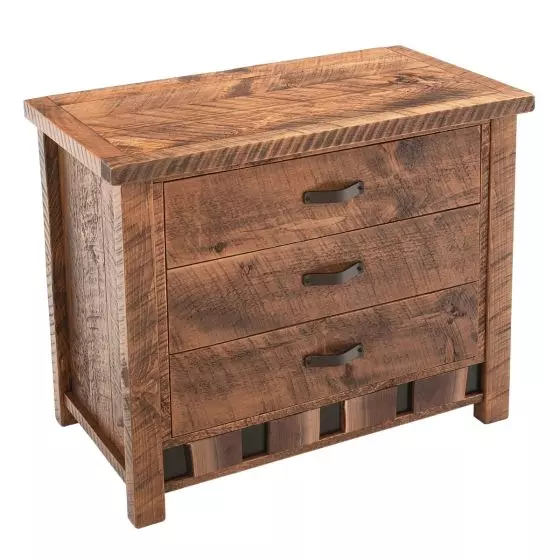 WALNUT FALLS RUSTIC 3 DRAWER BARNWOOD CHEST