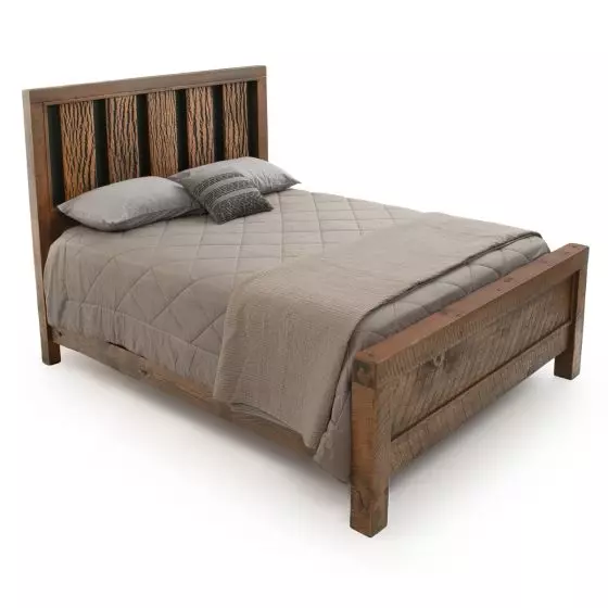 RUSTIC BARKED BARNWOOD BED