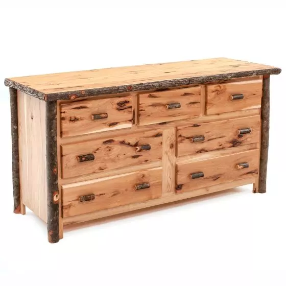 COTTAGE HICKORY 7 DRAWER LOG DRESSER