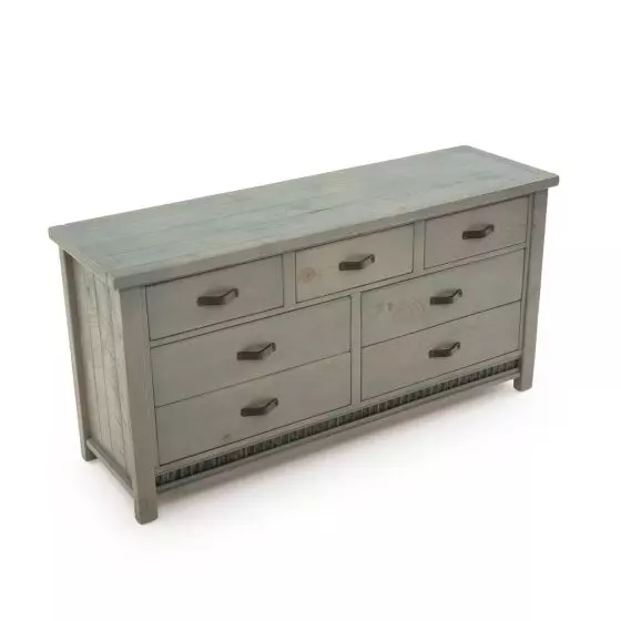 COTTAGE GRAY CORRUGATED 7 DRAWER BARNWOOD DRESSER