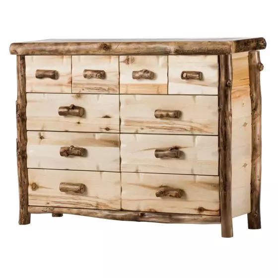 YELLOWSTONE ASPEN 10 DRAWER LOG DRESSER