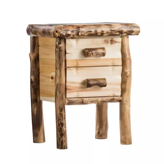 YELLOWSTONE ASPEN 2 DRAWER LOG NIGHTSTAND