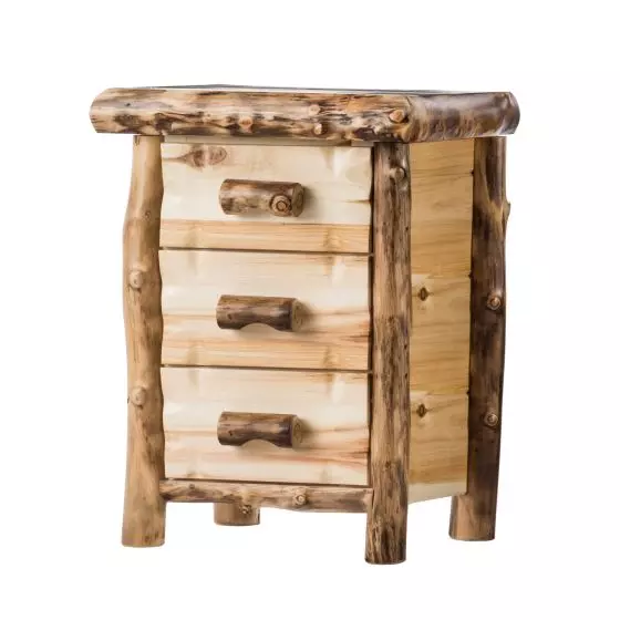 YELLOWSTONE ASPEN 3 DRAWER LOG NIGHTSTAND