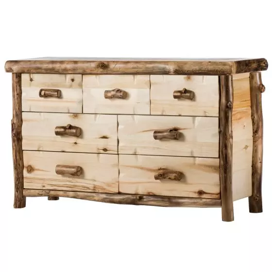 YELLOWSTONE ASPEN 7 DRAWER LOG DRESSER