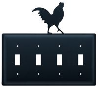 Wrought Iron Rooster Quad Switch Cover