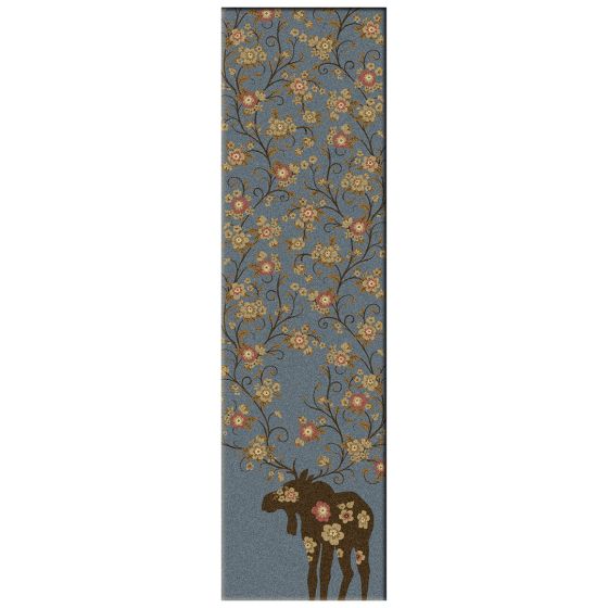 Moose Blossom Blue Runner Rug