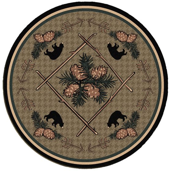 Pine Cone Bears Area Rugs - Cabin Rugs