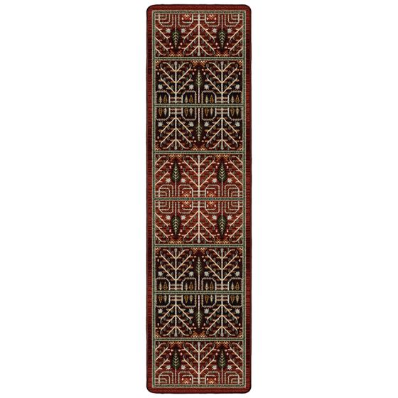 Flourish Forest Runner Rug - Garnet
