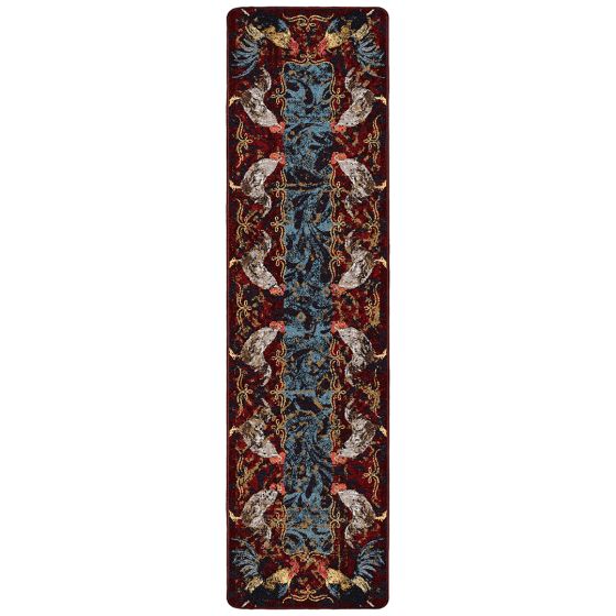 Pecking Order Runner Rug - Bordeaux
