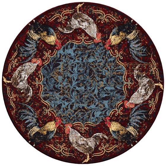 Pecking Order Area Rug - Bordeaux