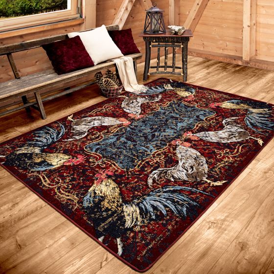 Pecking Order Rug - Bordeaux