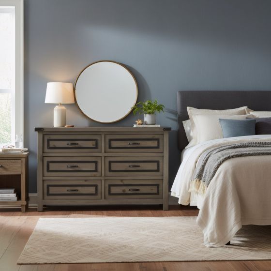 Rustic Wood Dresser: Some lifestyle images are created with AI for visualization purposes. Crafted from natural solid wood, each piece is unique and will vary.
