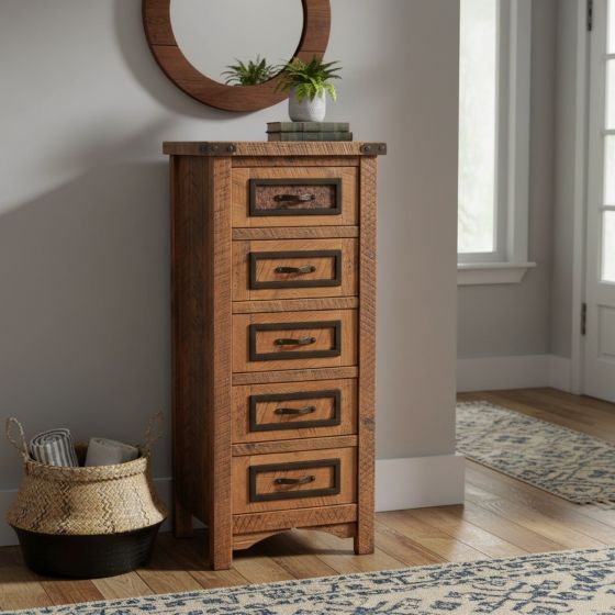 AUTUMN WOODS RUSTIC 5 DRAWER BARNWOOD LINGERIE CHEST