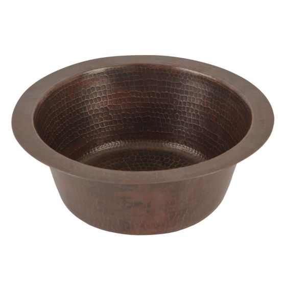 12" Round Hammered Copper Bar & Prep Sink - 2" Drain - Oil Rubbed Bronze