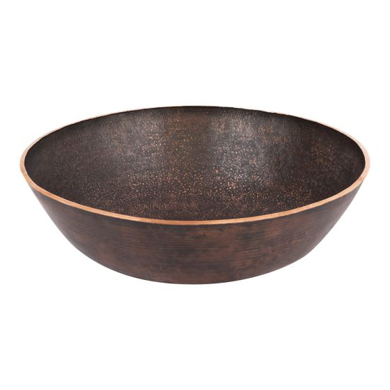 14" Small Round Oil Rubbed Bronze Terra Firma Copper Vessel Sink
