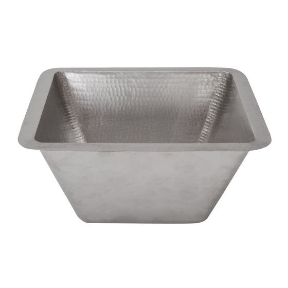 15" Square Nickel Hammered Copper Bar & Prep Sink - 2" Drain