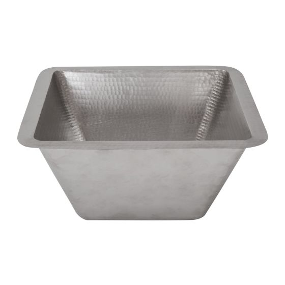 15" Square Nickel Hammered Copper Bathroom Sink