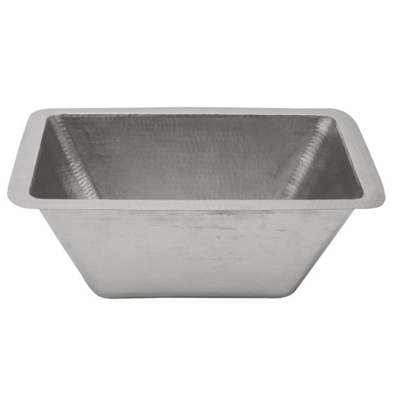 17" Rectangular Nickel Hammered Copper Bar & Prep Sink - 2" Drain