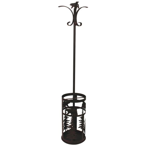 Rustic Forest Black Bear Coat Tree & Umbrella Stand