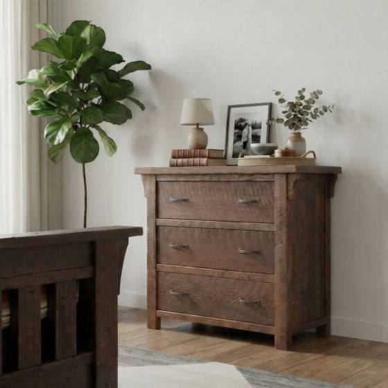 Barn Wood Chest: Some lifestyle images are created with AI for visualization purposes. Crafted from natural solid wood, each piece is unique and will vary.