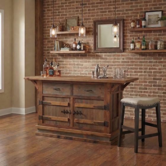 Barnwood Bar: Some lifestyle images are created with AI for visualization purposes. Crafted from natural solid wood, each piece is unique and will vary.