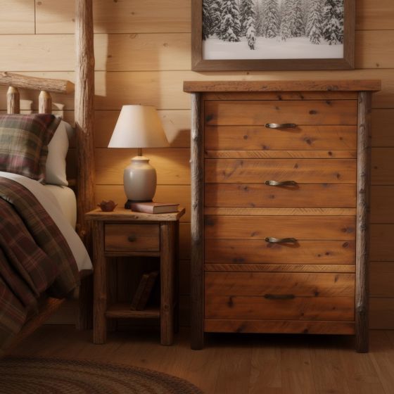 SAWMILL HICKORY ROUGH SAWN 4 DRAWER CHEST