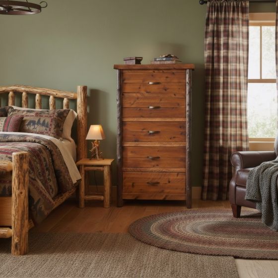 SAWMILL HICKORY ROUGH SAWN 5 DRAWER CHEST