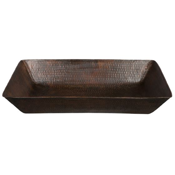 20" Rectangular Oil Rubbed Bronze Hammered Copper Vessel Sink