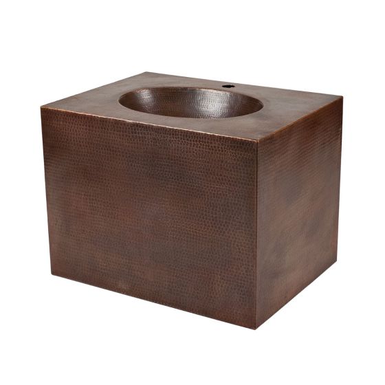 24" Single Faucet Oil Rubbed Bronze Hammered Copper Wall Mount Vanity