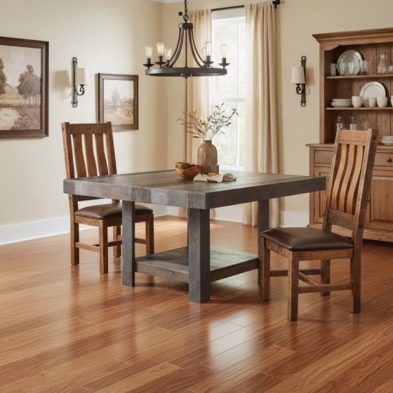 Rustic Dining Chair: Some lifestyle images are created with AI for visualization purposes. Crafted from natural solid wood, each piece is unique and will vary.