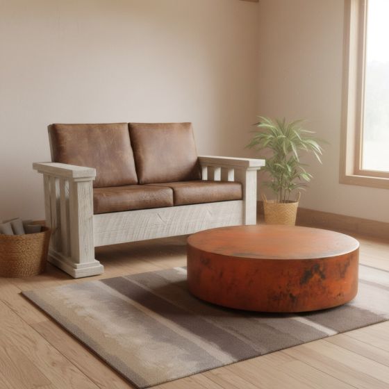 Sawmill Royal Loveseat: Some lifestyle images are created with AI for visualization purposes. Crafted from natural solid wood, each piece is unique and will vary.