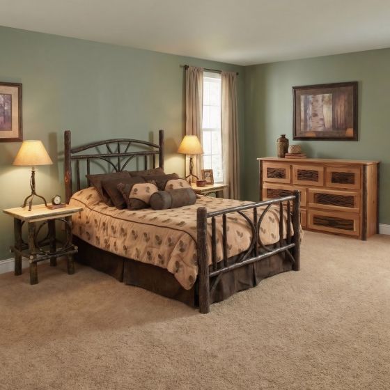 Hickory Log Bed: Some lifestyle images are created with AI for visualization purposes. Crafted from natural solid wood, each piece is unique and will vary.