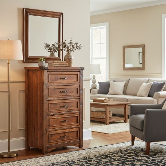 TIMBER HAVEN ROUGH SAWN 5 DRAWER CHEST