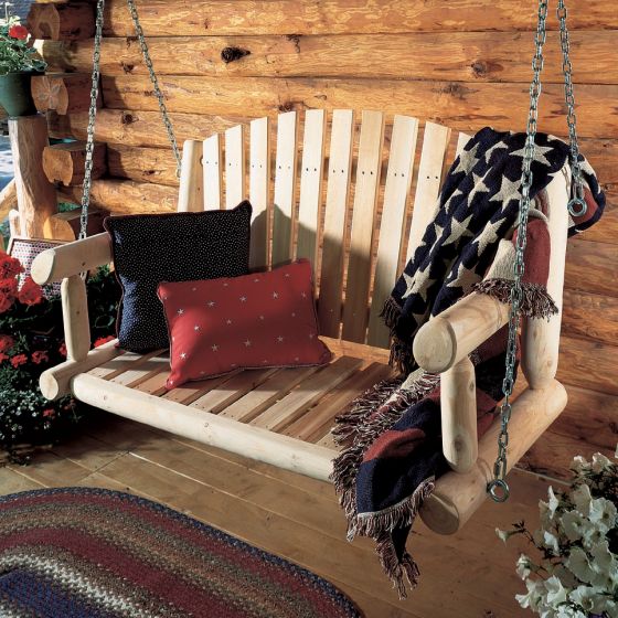 Cedar Log Porch Swing