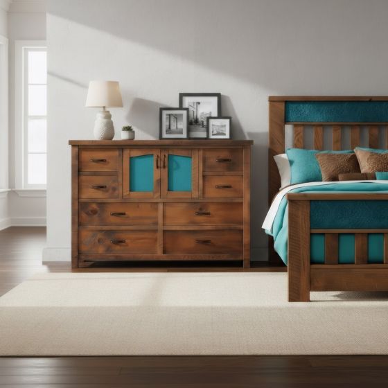 8 Drawer 2 Door Dresser: Some lifestyle images are created with AI for visualization purposes. Crafted from natural solid wood, each piece is unique and will vary.