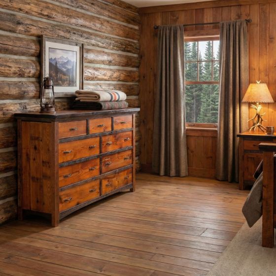 Rustic Dresser: Some lifestyle images are created with AI for visualization purposes. Crafted from natural solid wood, each piece is unique and will vary.