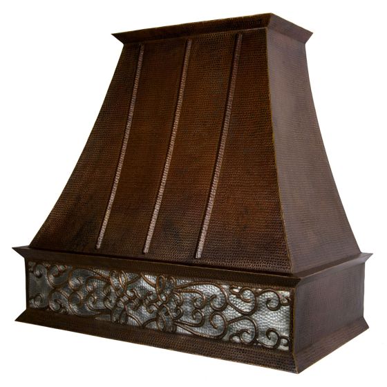 38" Euro Nickel Scroll Oil Rubbed Bronze Hammered Copper 735 CFM Wall Mounted Range Hood
