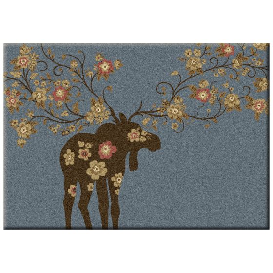 Moose Blossom Blue Entry Rug