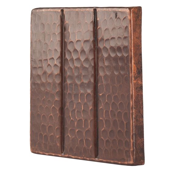 4" Square Linear Oil Rubbed Bronze Hammered Copper Tile Packages