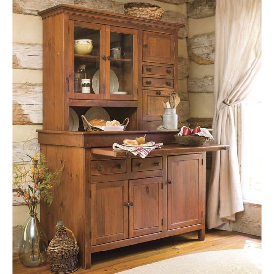 Antique Farmhouse Hoosier Cabinet - Pine Finish