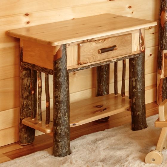 Saranac 1 Drawer Hickory Log Nightstand