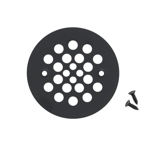 4.25" Round Matte Black Solid Brass Shower Drain Cover