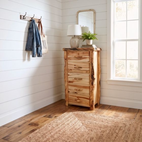 Chest Of Drawers: Some lifestyle images are created with AI for visualization purposes. Crafted from natural solid wood, each piece is unique and will vary.