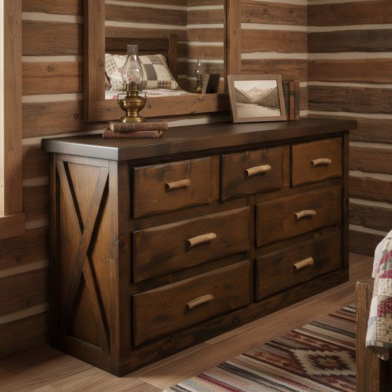 ANTLER & BARNWOOD 7 DRAWER DRESSER