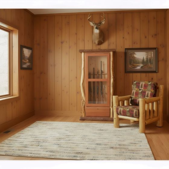 Rustic Gun Cabinet: Some lifestyle images are created with AI for visualization purposes. Crafted from natural solid wood, each piece is unique and will vary.