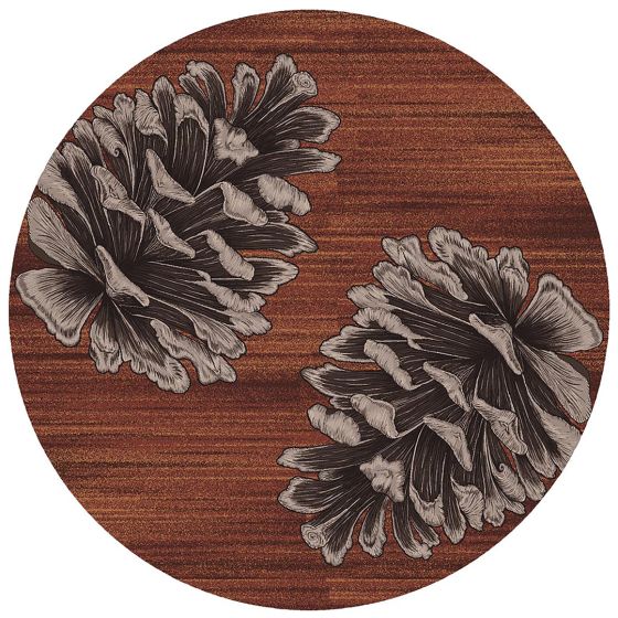 Courting Pine Cones Area Rug - Rust