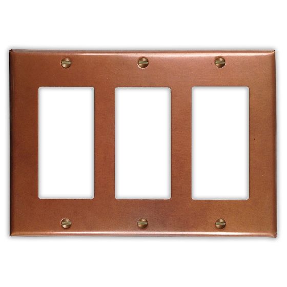 Antique 3 Rocker/GFI Copper Switch Plate