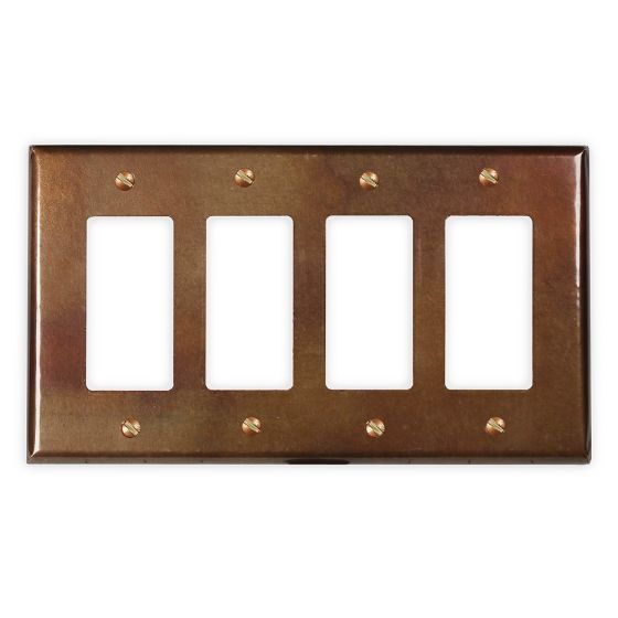 Antique 4 Rocker/GFI Copper Switch Plate
